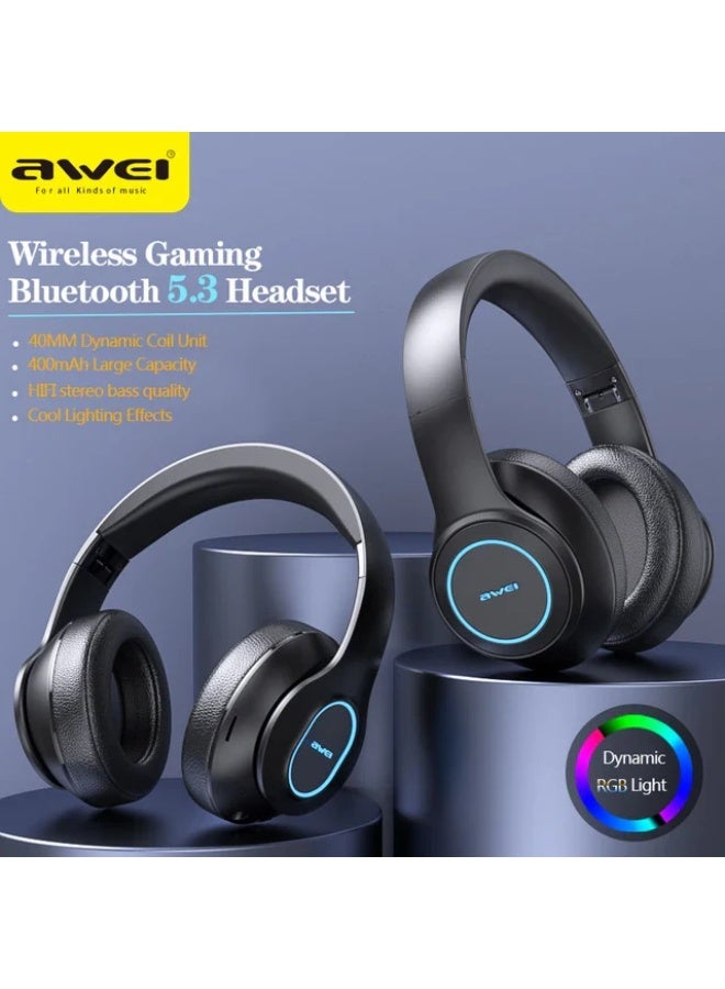 أوي سماعة راس بلوتوث لاسلكية موديل A100BL من اوي، قابلة لإعادة الشحن وفتحة لبطاقة الذاكرة - (أسود) - Image 4